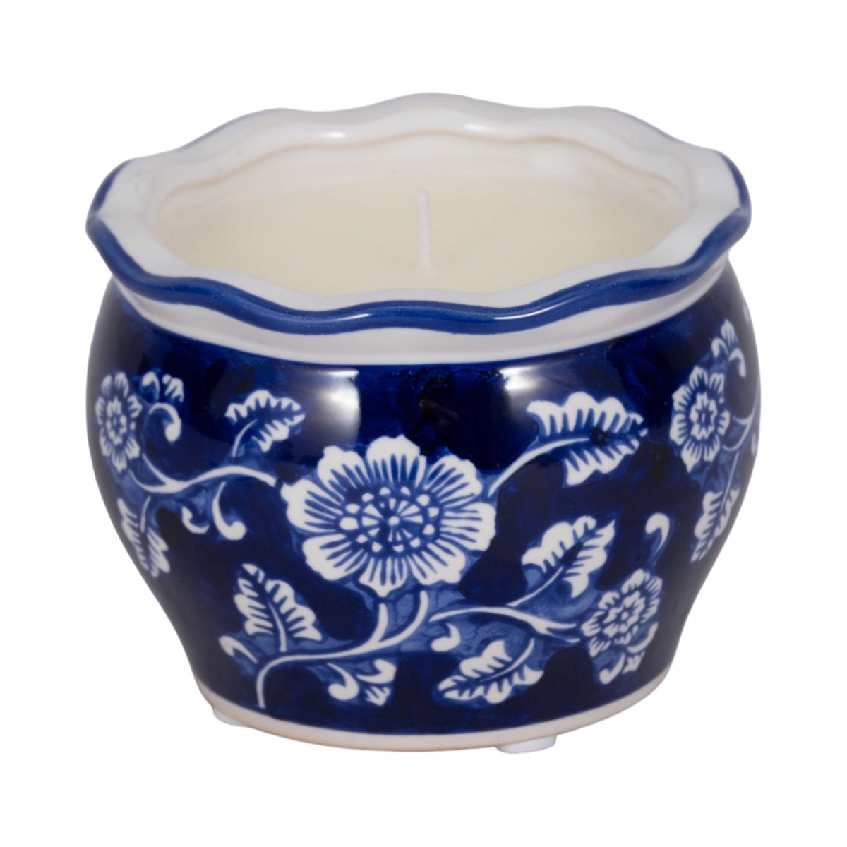 4", 7oz Round Chinoiserie Candle , Blue/white Candle Holders| Sagebrook Home