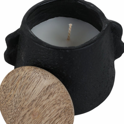 4" 8 Oz Balsam & Myrrh Eared Candle With Lid, Blk - Al Rugaib Furniture