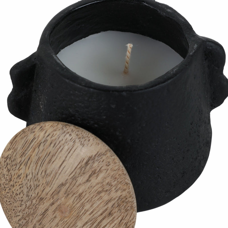 4" 8 Oz Balsam & Myrrh Eared Candle With Lid, Blk - Al Rugaib Furniture