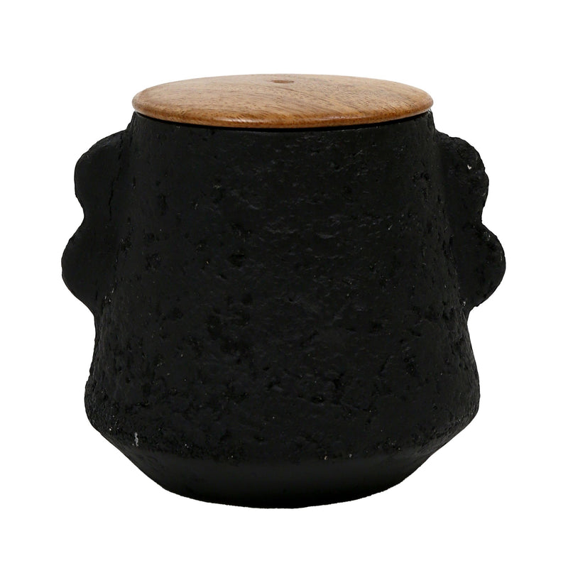 4" 8 Oz Balsam & Myrrh Eared Candle With Lid, Blk - Al Rugaib Furniture