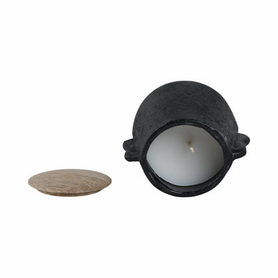 4" 8 Oz Balsam & Myrrh Eared Candle With Lid, Blk - Al Rugaib Furniture