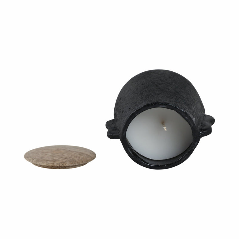4" 8 Oz Balsam & Myrrh Eared Candle With Lid, Blk - Al Rugaib Furniture