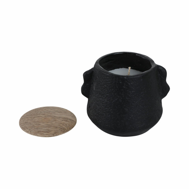4" 8 Oz Balsam & Myrrh Eared Candle With Lid, Blk - Al Rugaib Furniture