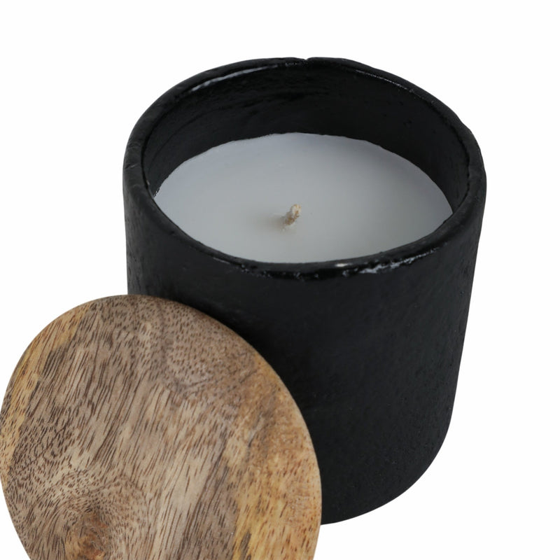 4" 9 Oz Balsam & Myrrh Tall Candle With Lid, Black - Al Rugaib Furniture
