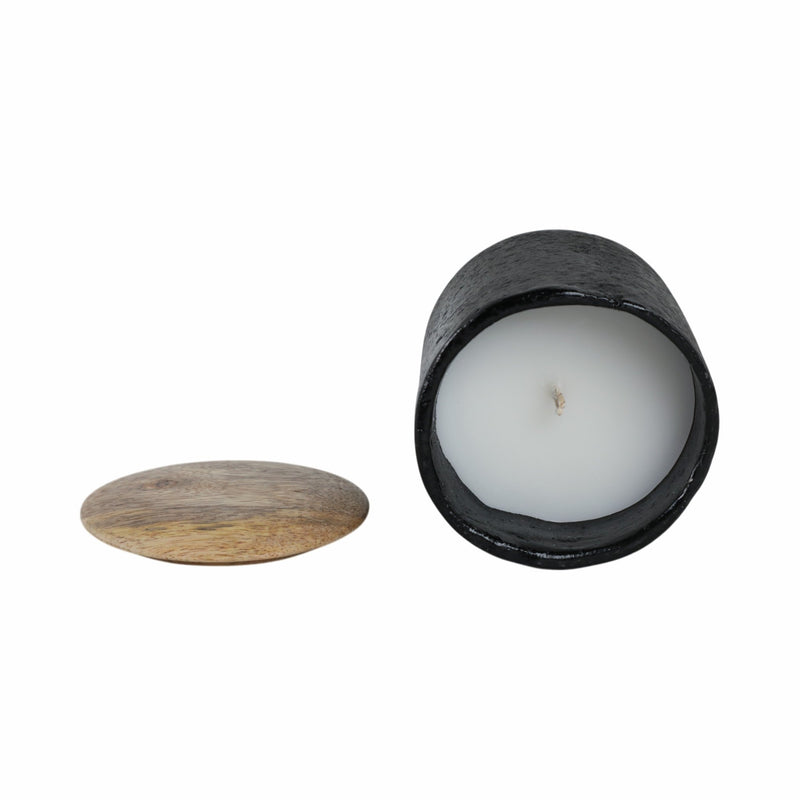 4" 9 Oz Balsam & Myrrh Tall Candle With Lid, Black - Al Rugaib Furniture