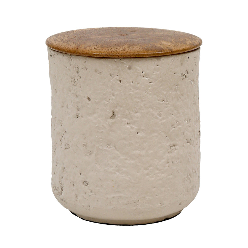 4" 9 Oz Eucalyptus & Sage Tall Cndle W/lid, Cream - Al Rugaib Furniture