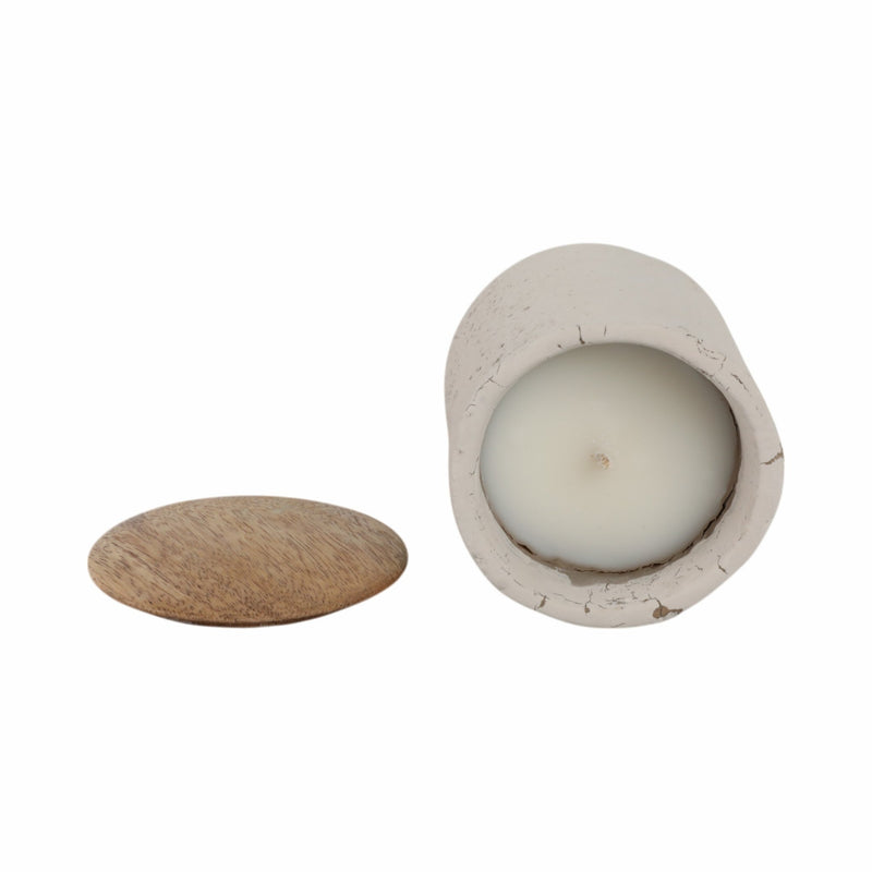 4" 9 Oz Eucalyptus & Sage Tall Cndle W/lid, Cream - Al Rugaib Furniture