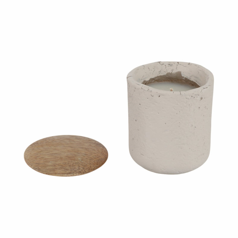 4" 9 Oz Eucalyptus & Sage Tall Cndle W/lid, Cream - Al Rugaib Furniture