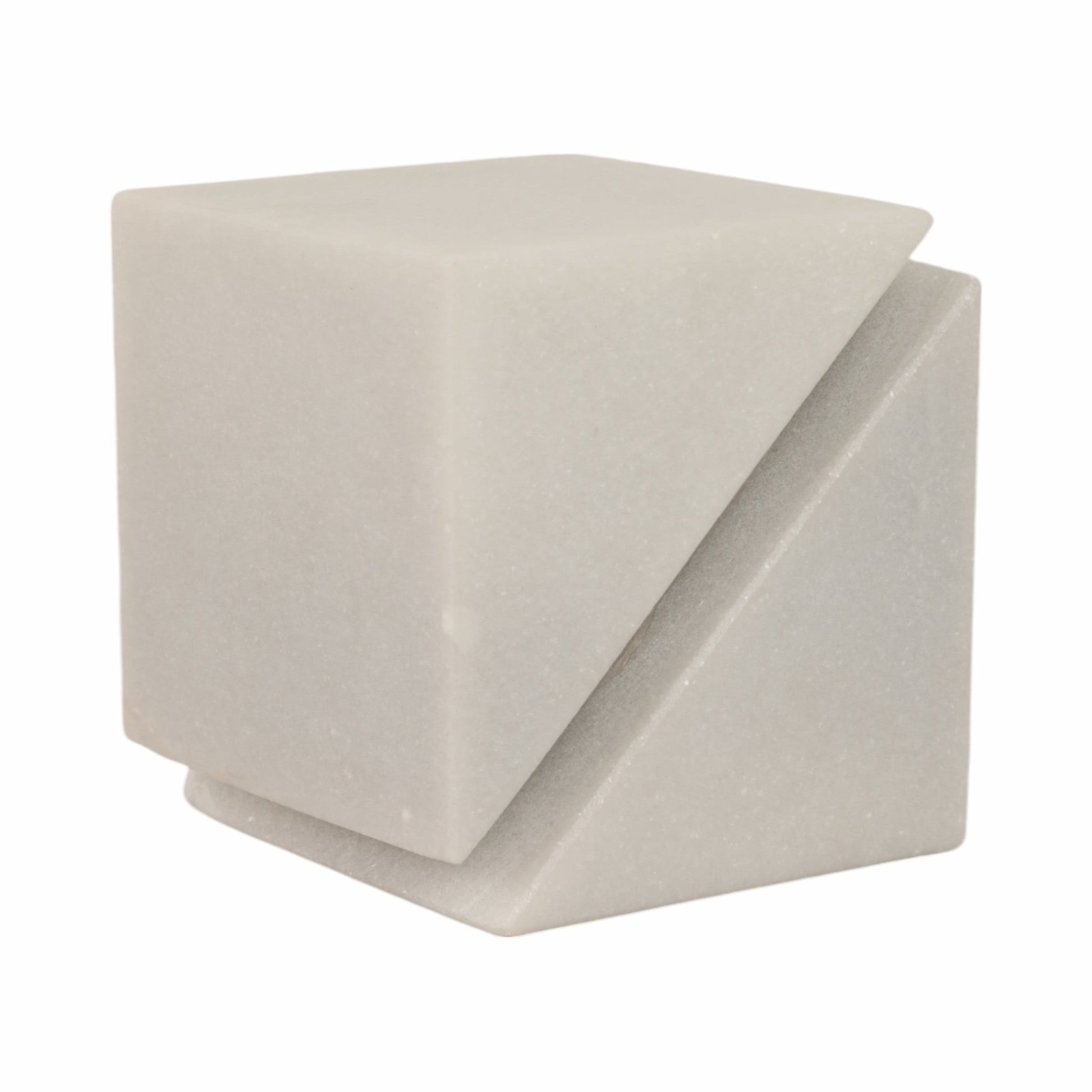 4" Cut Marble Cube, White Table Decors| Sagebrook Home