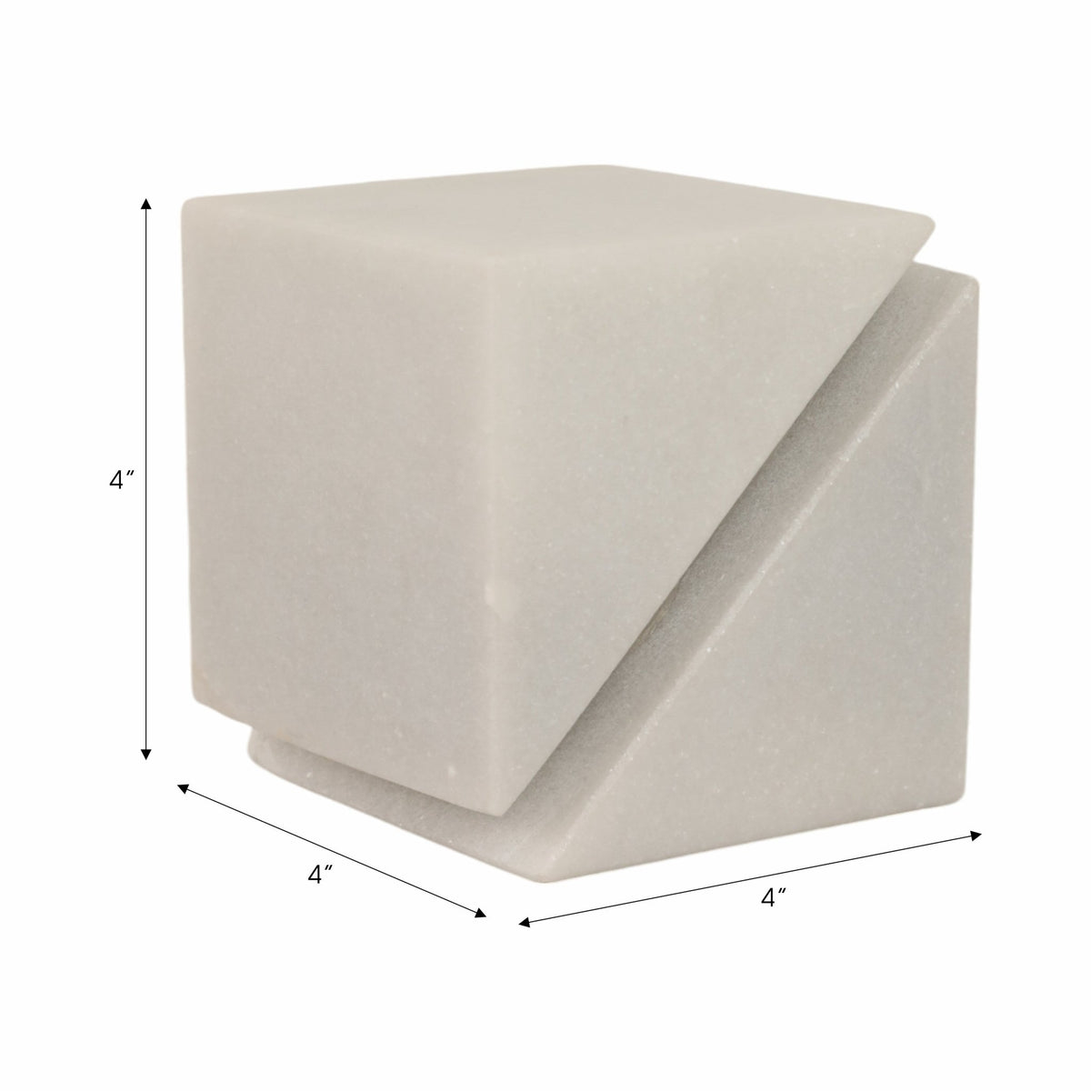 4" Cut Marble Cube, White Table Decors| Sagebrook Home