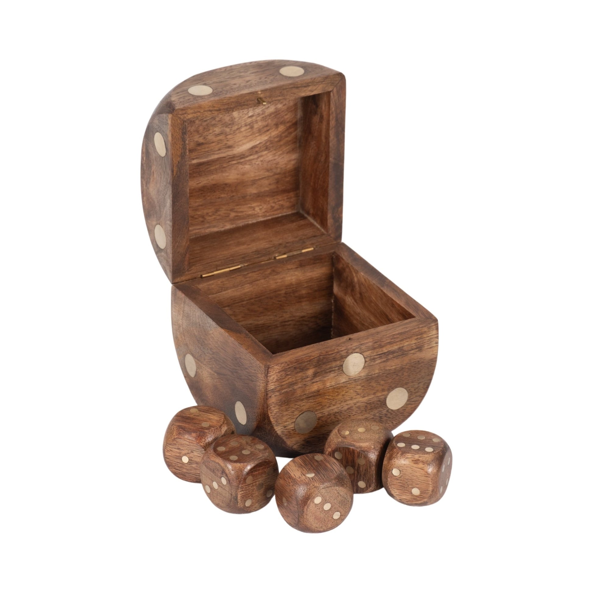 4" Dice Box With Dice Inside, Brown Table Decors| Sagebrook Home