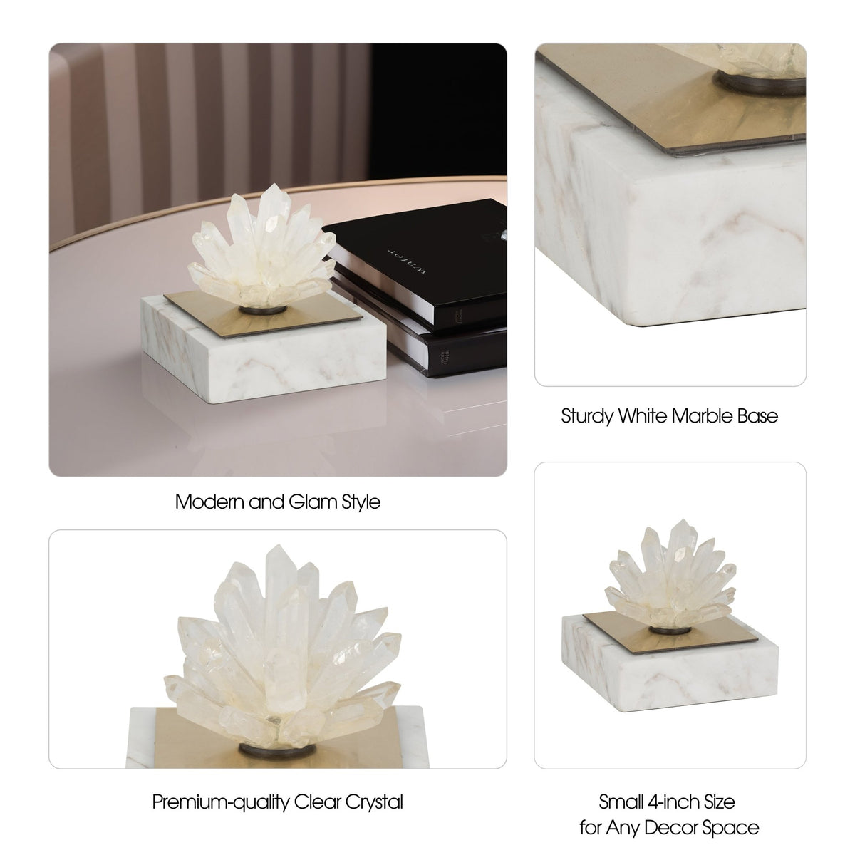 4" Julia Short Crystal And Marble Block Table Decors| Sagebrook Home