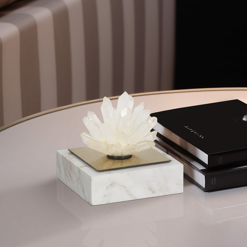 4" Julia Short Crystal And Marble Block - Al Rugaib Furniture