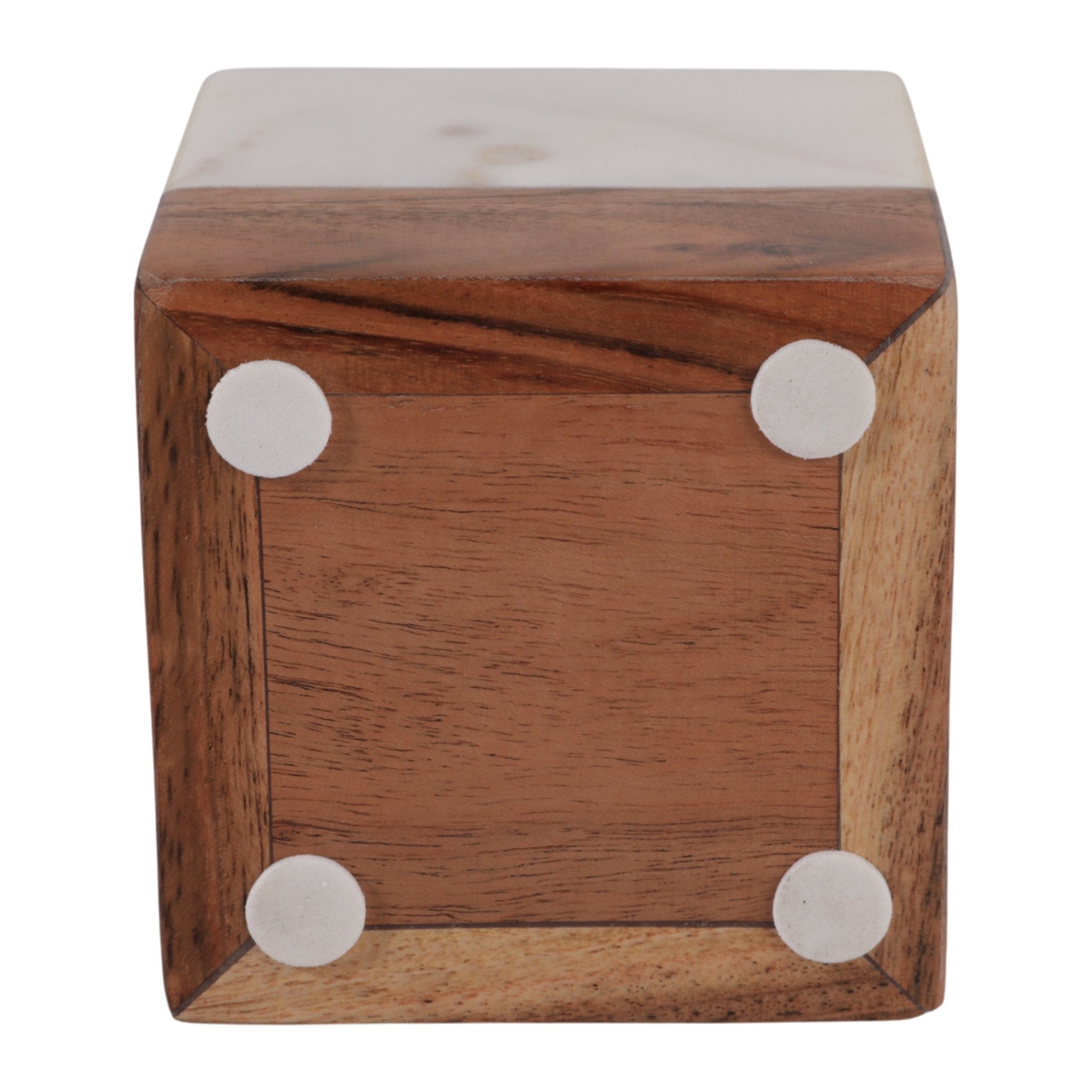 4" Marble And Wood Pencil Cup, White/brown Box| Sagebrook Home