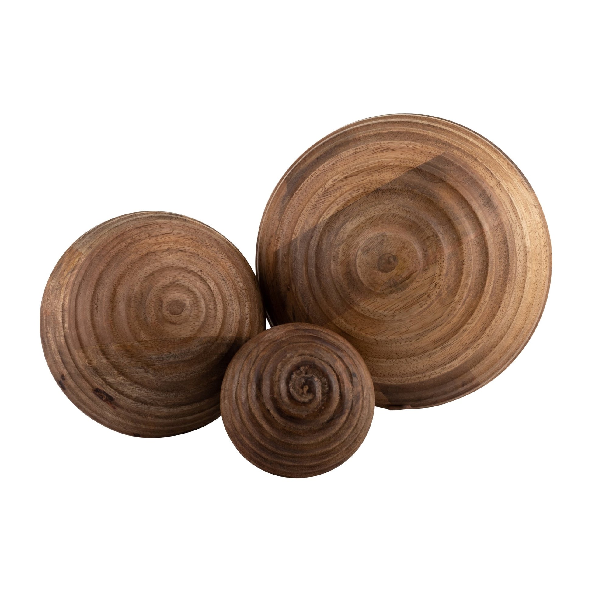 4" WOODEN ORB W/ RIDGES, NATURAL Table Decors| Sagebrook Home