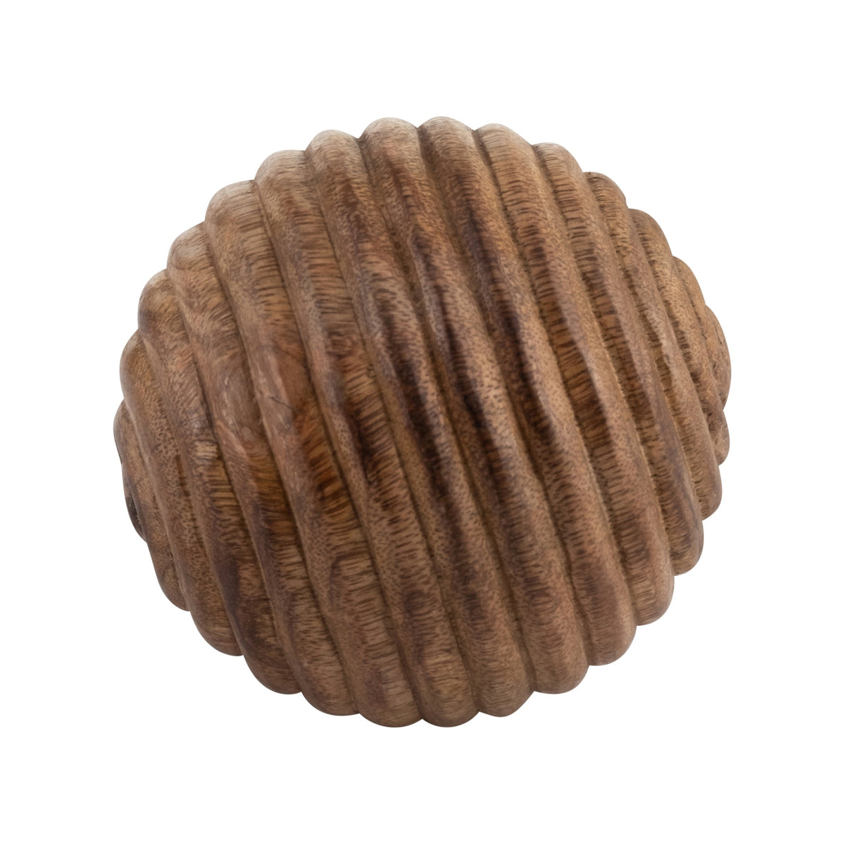 4" WOODEN ORB W/ RIDGES, NATURAL Table Decors| Sagebrook Home