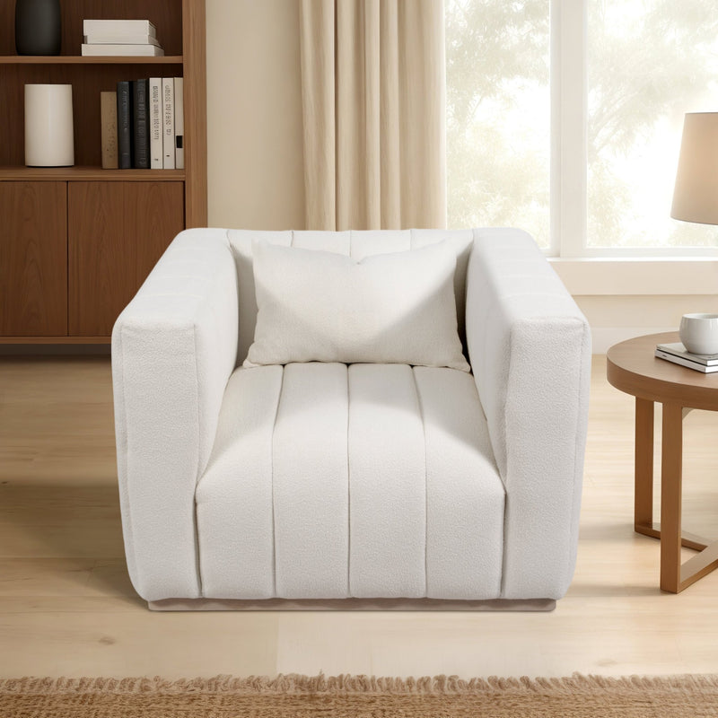 40" Andreeva Tufted Accent Chair, Ivory - Al Rugaib Furniture