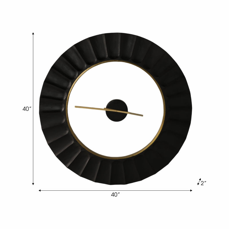 40" Fenn Black Wood Wall Clock - Al Rugaib Furniture