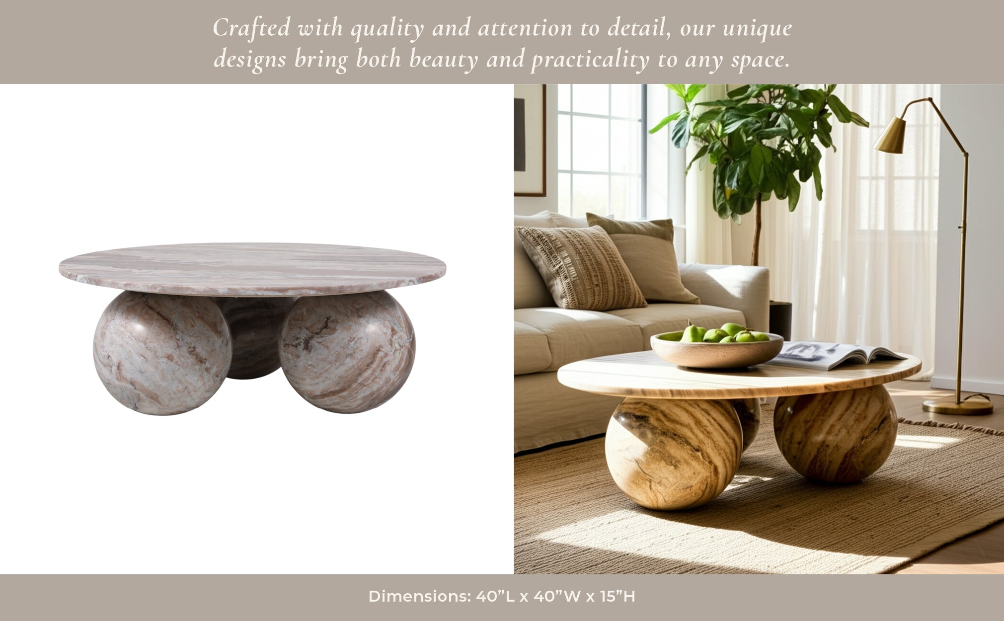 40" Laszlo Marble Sphere Coffee Table Coffee Tables| Sagebrook Home