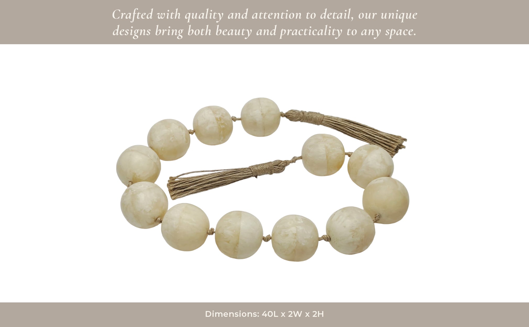 40" SWIRLED 2" RESIN BEADED GARLAND, IVORY Table Decors| Sagebrook Home