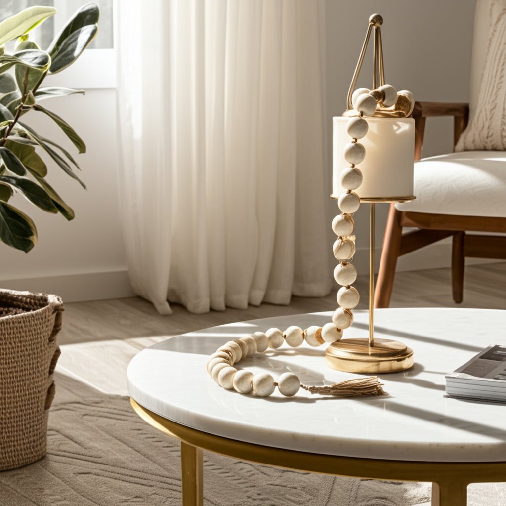 40" SWIRLED 2" RESIN BEADED GARLAND, IVORY Table Decors| Sagebrook Home