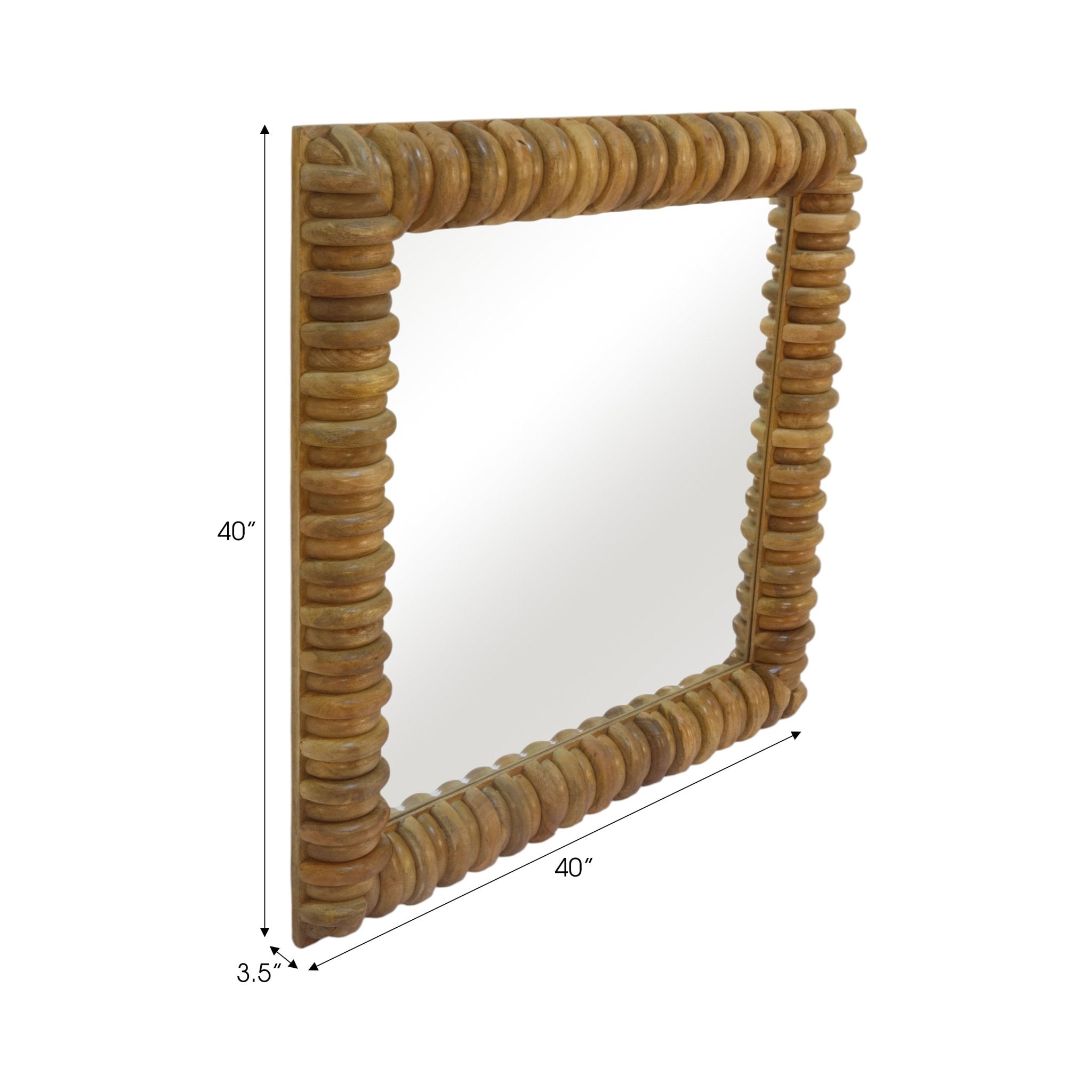 40" Toulon Wood Wall Mirror, Natural Wall Art| Sagebrook Home