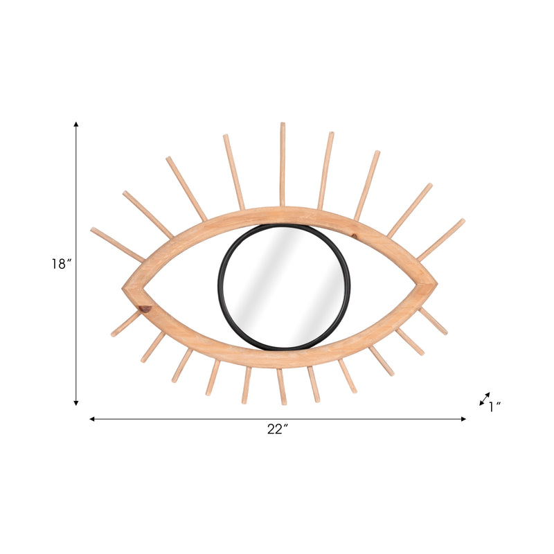 WOOD/METAL, 22L MIRRORED EYE WALL DECO, BROWN WB