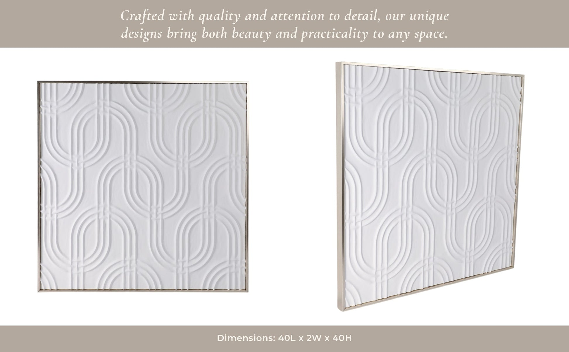 40x40 Wood Venna Plaster Wall Decor, White Wall Art| Sagebrook Home