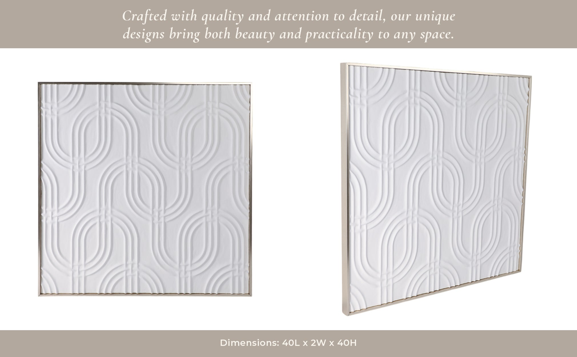 40x40 Wood Venna Plaster Wall Decor, White Wall Art| Sagebrook Home
