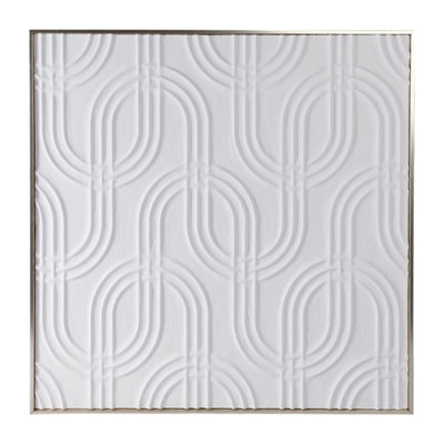 40x40 Wood Venna Plaster Wall Decor, White - Al Rugaib Furniture
