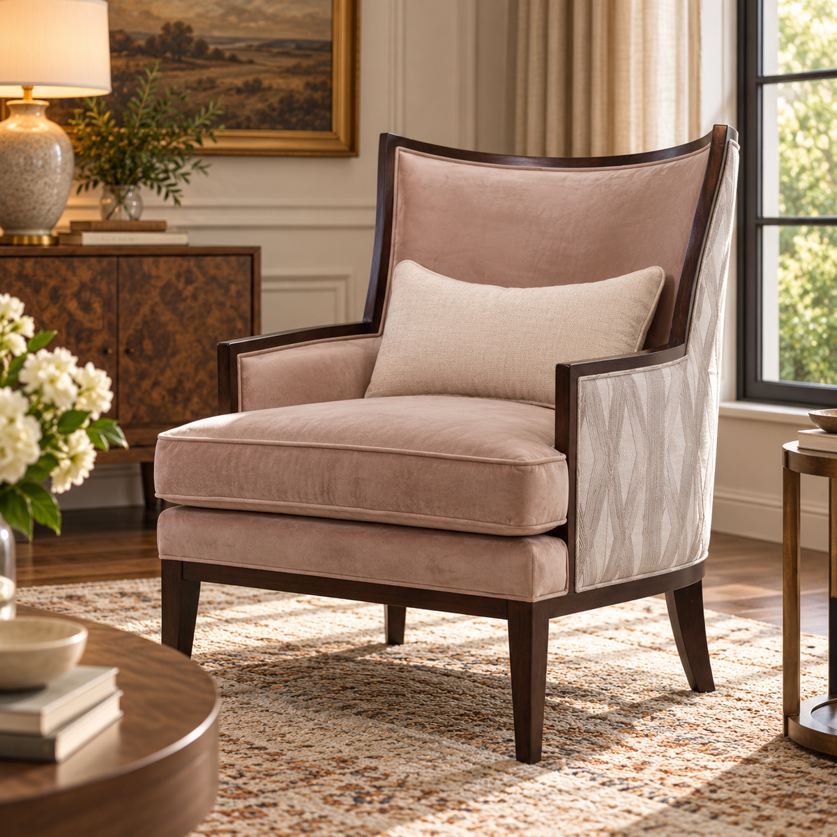 Ajda Velvet Brown Arm Chair