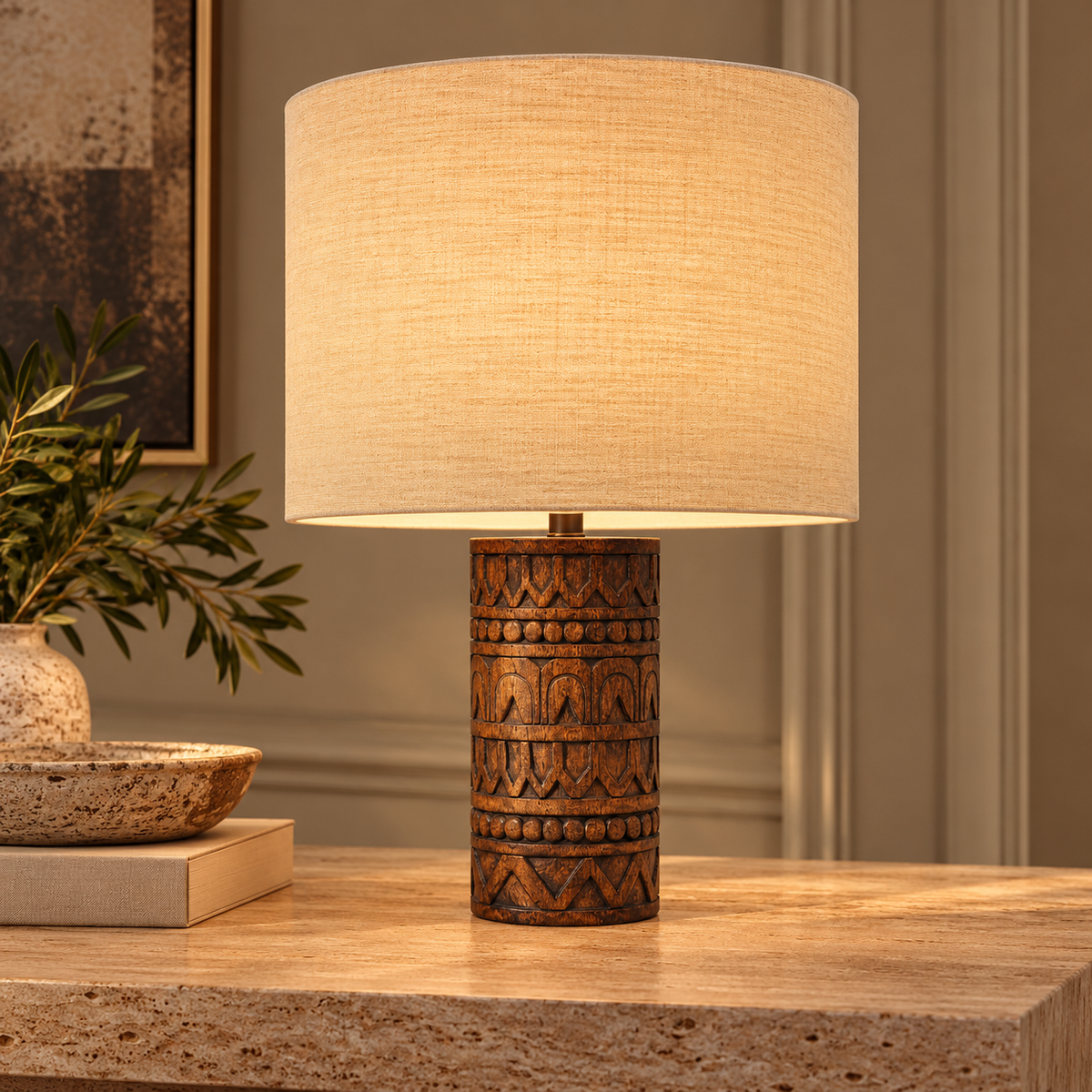 Arden Natural Wood Table Lamp - 32cm
