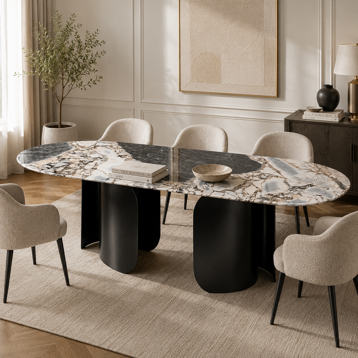 Twirl ocean storm black Dining Table-300 Cm