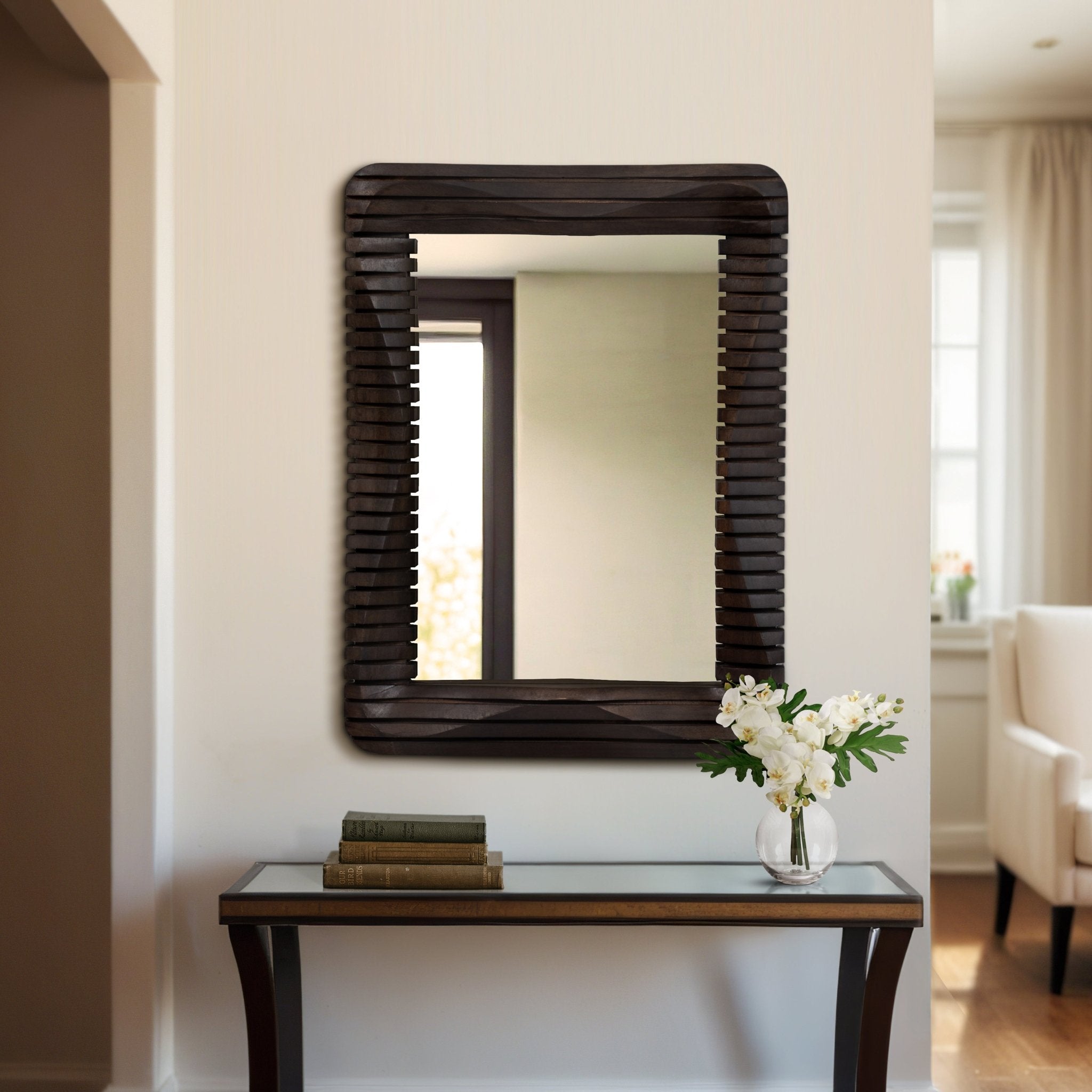 41X30" KENSINGTON SLATTED WOOD MIRROR, BROWN Mirrors| Sagebrook Home
