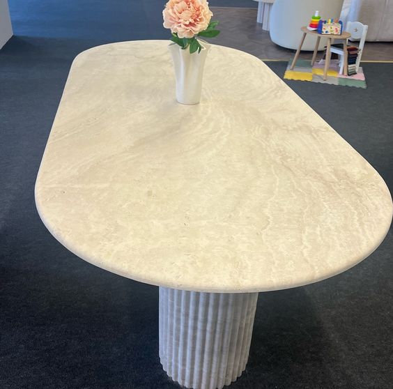 Royal | GraniteGaze Marble Dining Table in Turkish White Marble - White - 220x100x80 cm