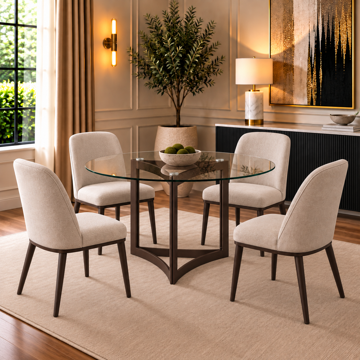 Alexa Dining Table Bronze Base and 150 CM Round Clear Glass