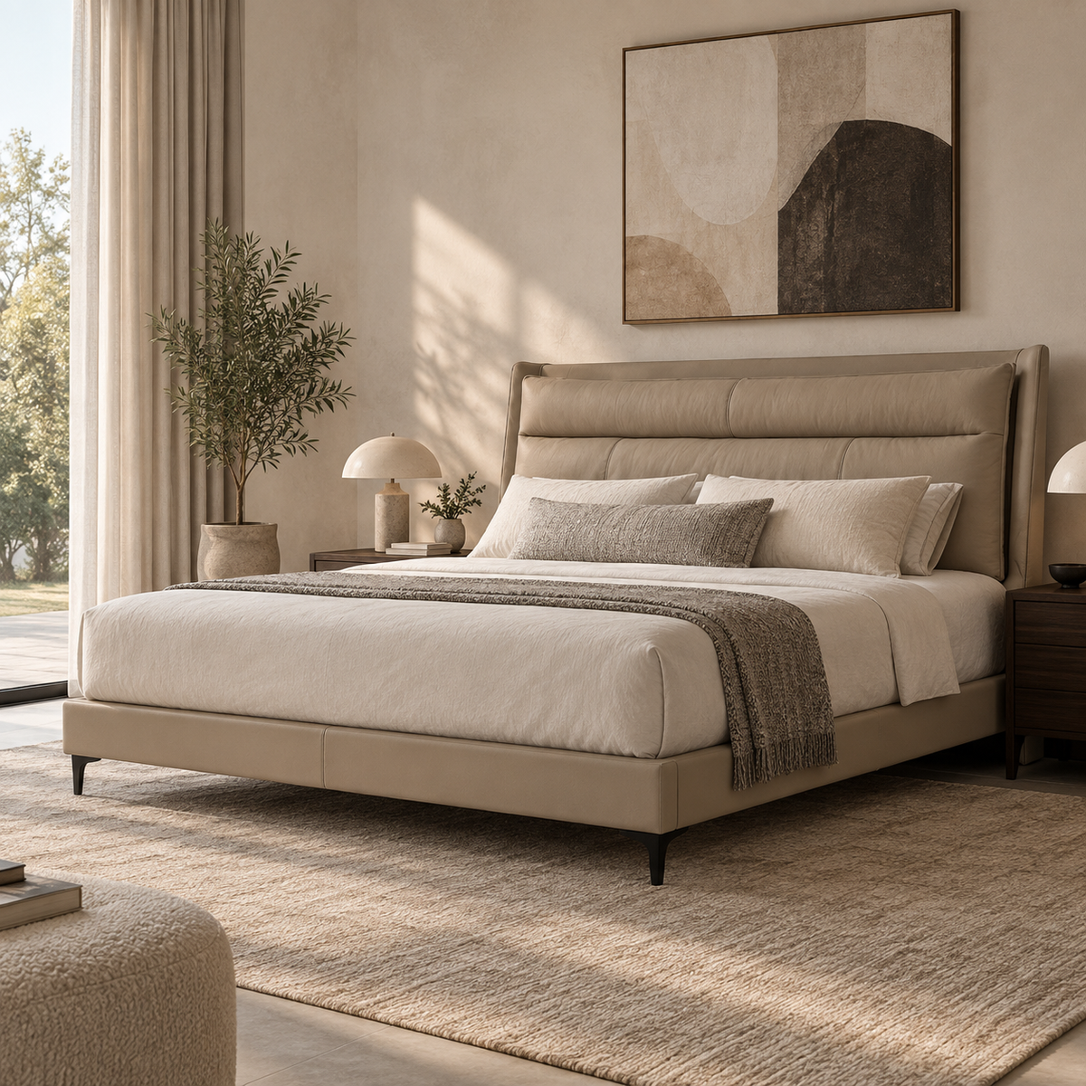 Bedtime Bliss Beige King Bed (King/Queen) - Queen