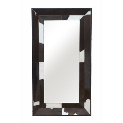 42x23" Hair On Hide Cow Print Mirror, Brown/white - Al Rugaib Furniture