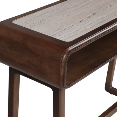 42x30" Travertine Inlay Console Table, Brown - Al Rugaib Furniture