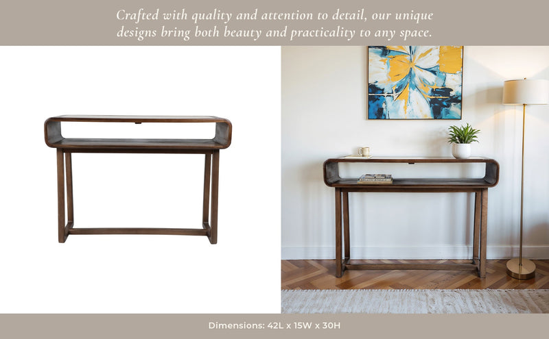 42x30" Travertine Inlay Console Table, Brown - Al Rugaib Furniture