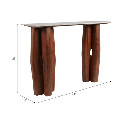 42x31"tapered Legs Mrble Top Console Tble,tan/brwn - Al Rugaib Furniture
