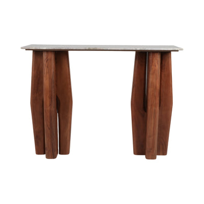 42x31"tapered Legs Mrble Top Console Tble,tan/brwn - Al Rugaib Furniture