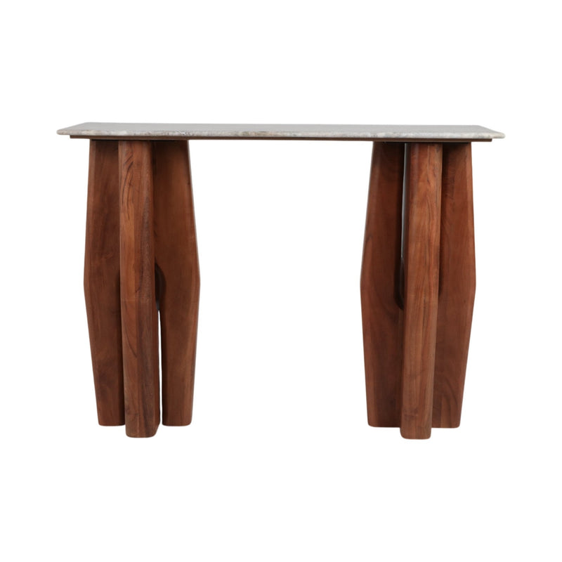 42x31"tapered Legs Mrble Top Console Tble,tan/brwn - Al Rugaib Furniture