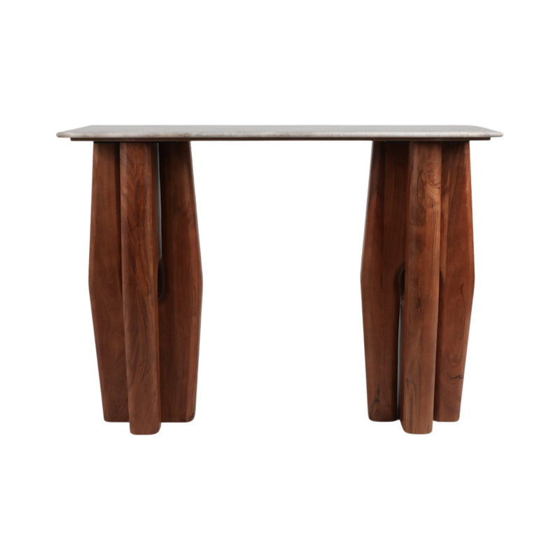 42x31"tapered Legs Mrble Top Console Tble,tan/brwn - Al Rugaib Furniture