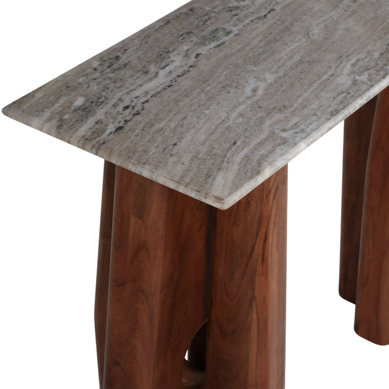 42x31"tapered Legs Mrble Top Console Tble,tan/brwn - Al Rugaib Furniture