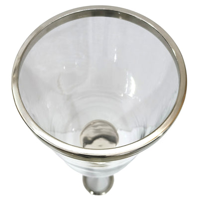 43" Radiant Large Silver Glass Candle Hurricane - Al Rugaib Furniture