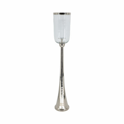 43" Radiant Large Silver Glass Candle Hurricane - Al Rugaib Furniture