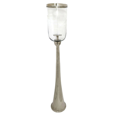 43" Radiant Large Silver Glass Candle Hurricane - Al Rugaib Furniture