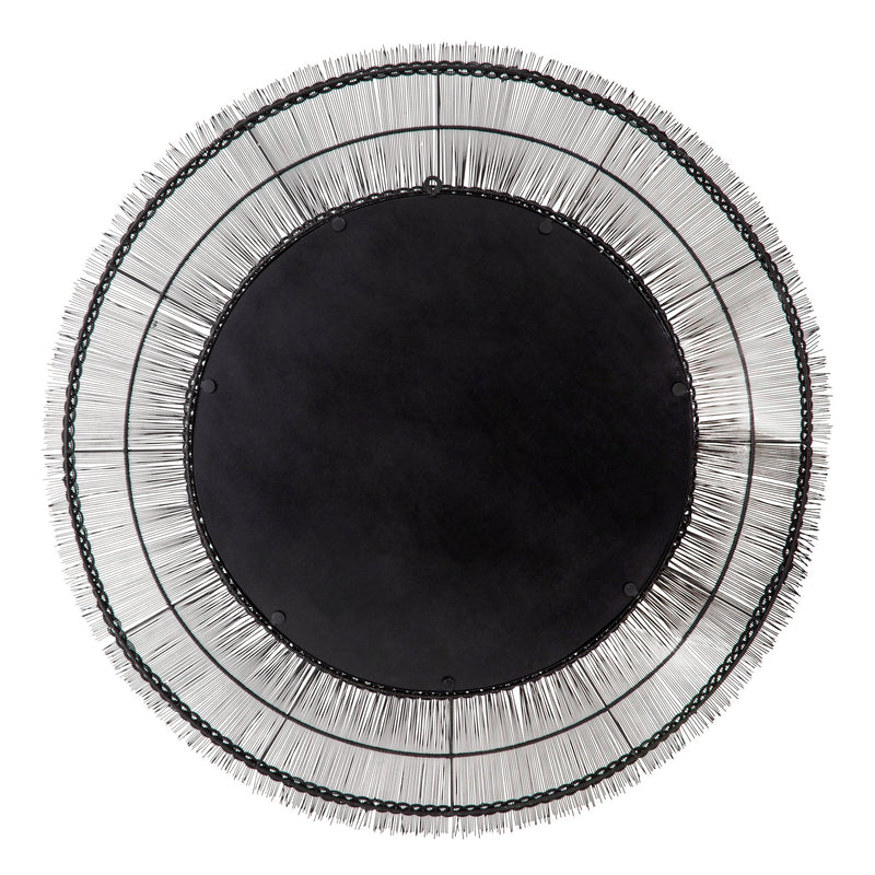 43" ROUND WIRE WALL ART W/ MIRROR, BLACK WB - Al Rugaib Furniture