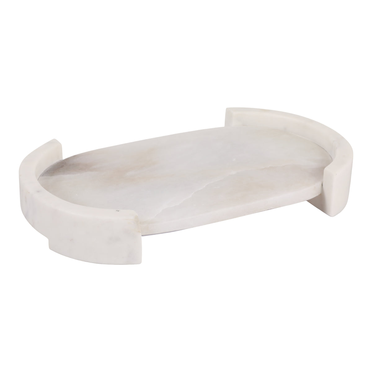 15X9" TINLEY ALABASTER AND MARBLE TRAY, WHT